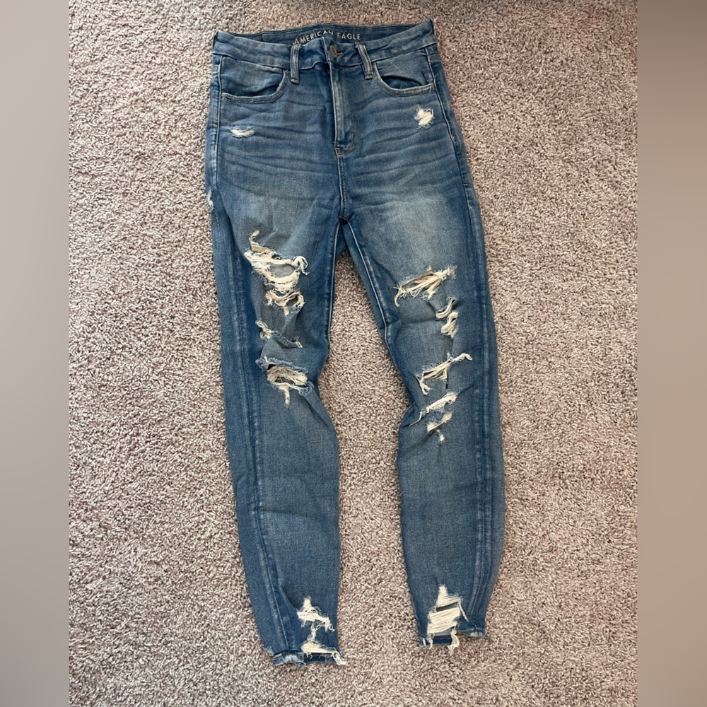 American Eagle Next Level Stretch Distressed Jean Light Wash